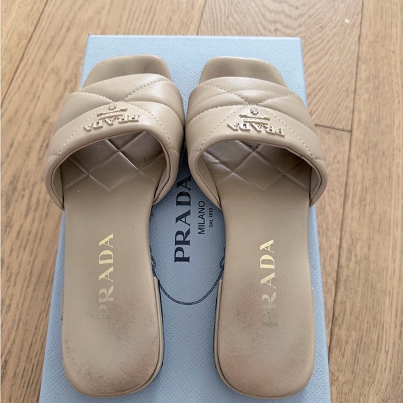 Prada Women's Beige Quilted Mules - Picture 2 of 7